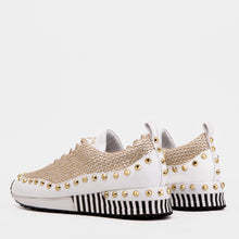 Load image into Gallery viewer, The Aurelia White Gold Woven Leather Women Sneaker
