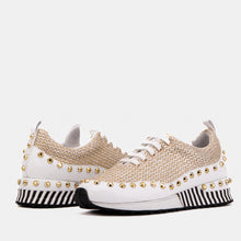 Load image into Gallery viewer, The Aurelia White Gold Woven Leather Women Sneaker