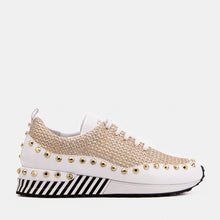Load image into Gallery viewer, The Aurelia White Gold Woven Leather Women Sneaker