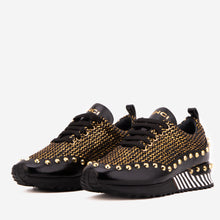 Load image into Gallery viewer, The Aurelia Black Gold Woven Leather Women Sneaker