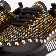 Load image into Gallery viewer, The Aurelia Black Gold Woven Leather Women Sneaker
