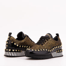 Load image into Gallery viewer, The Aurelia Black Gold Woven Leather Women Sneaker