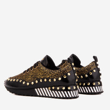 Load image into Gallery viewer, The Aurelia Black Gold Woven Leather Women Sneaker
