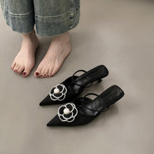 Load image into Gallery viewer, Chanel-Style Pointed Toe High Heel Mules for Women - Elegant French Office Heels