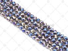 Load image into Gallery viewer, Mystic AB Black White Tibetan Football Agate Round Faceted Beads, 8mm/10mm/12mm Agate Beads, 15.5'' Full Strand, Sku#UA232