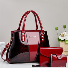 Load image into Gallery viewer, Women's Snakeskin Pattern Tote Handbag Set - 3-Piece Crossbody Shoulder Bag with Wallet