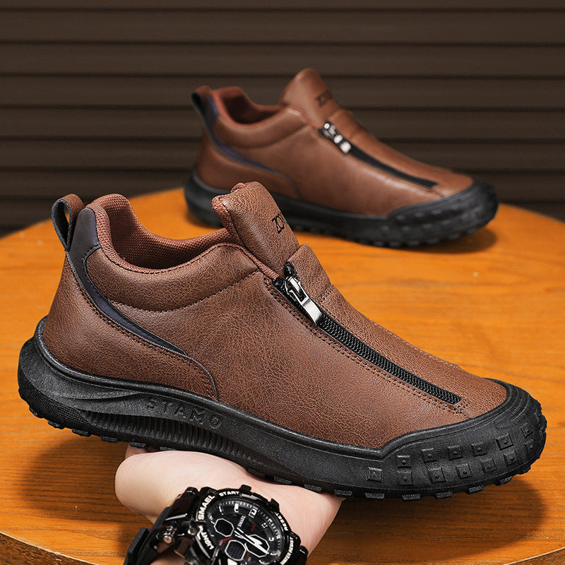 Men's Side Zipper Loafer Shoes – Soft Sole Casual Slip-On with Rubber Outsole | Sizes EU 39–44