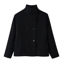 Load image into Gallery viewer, Womens Autumn Fashion Design Short Wool Coat With A Stand Collar And Double-Breasted Buttons