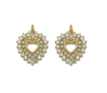 Load image into Gallery viewer, CZ Gold Silver Open Hollow Out Heart Charm, Baguette CZ heart, Sku#F1472