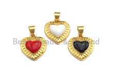 Load image into Gallery viewer, Enamel Colored heart Pendant, CZ Micro Pave Oil Drop Heart pendant, Enamel Jewelry, 15x16mm, sku#F940