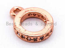 Load image into Gallery viewer, CZ Micro Pave Donut Ring 8mm Charm holder connector Beads, CZ pave Slider Link Beads, Large hole Spacer Beads with Jump Ring, sku#F334