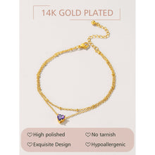 Load image into Gallery viewer, FindChic Anklets for Women Waterproof, Bling Heart Tourmaline Birthstone Ankle Bracelets Gold Plated Stainless Steel Layered Beaded Foot Chain Summer Jewelry for Birthday Mothers Day with Gift Box