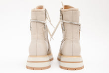 Load image into Gallery viewer, The Arata Cream Leather Lace-Up Ankle Women Boot With a Side Zipper