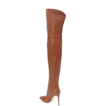 Load image into Gallery viewer, Women's Over-the-Knee Stiletto Boots | Plus-Size Sexy High Heel Slip-On Boots | Brown