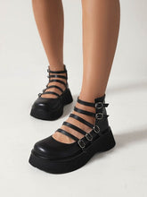 Load image into Gallery viewer, Women's Punk Style High-Top Boots with Belt Buckle &amp; Thick Sole - Waterproof Platform Ankle Boots
