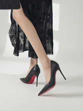 Load image into Gallery viewer, Women's Pointed-Toe Sheepskin Stiletto Pumps | Slip-On Leather Heels