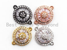 Load image into Gallery viewer, CZ Micro Pave Clear Crystal Round Charm, Connector for Bracelet/Necklace, Cubic Zirconia Crystal Space Connector Link, 13x17mm, 1pc, sku#A54
