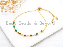 Load image into Gallery viewer, Adjustable Thin Bracelet, 4mm Green Jade beaded bracelet, Chain bracelet, Link bracelet, Silver Gold Gunmetal bracelet, SKU#A51