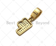Load image into Gallery viewer, 18K Gold Baguette CZ Initial Letter Pendant, A -Z Alphabet Letter, Large Hole Personalized name Charm for Jewelry Making, 16x33mm,sku#LD76