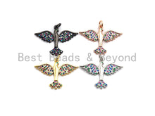 Load image into Gallery viewer, Colorful Cz Micro Pave Bird Pendant, CZ Pave Pendant, Gold/Rose Gold/Silver/Gunmetal plated, 29x21mm, Sku#F805