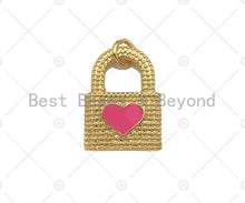 Load image into Gallery viewer, Colorful Enamel Heart On Lock Shape Pendant, Enamel Pendant Jewelry Findings,22x16mm,Sku#L559