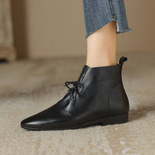 Load image into Gallery viewer, Women's Vintage Round Toe Ankle Boots - Genuine Leather Slip-On Chunky Heel Winter Boots