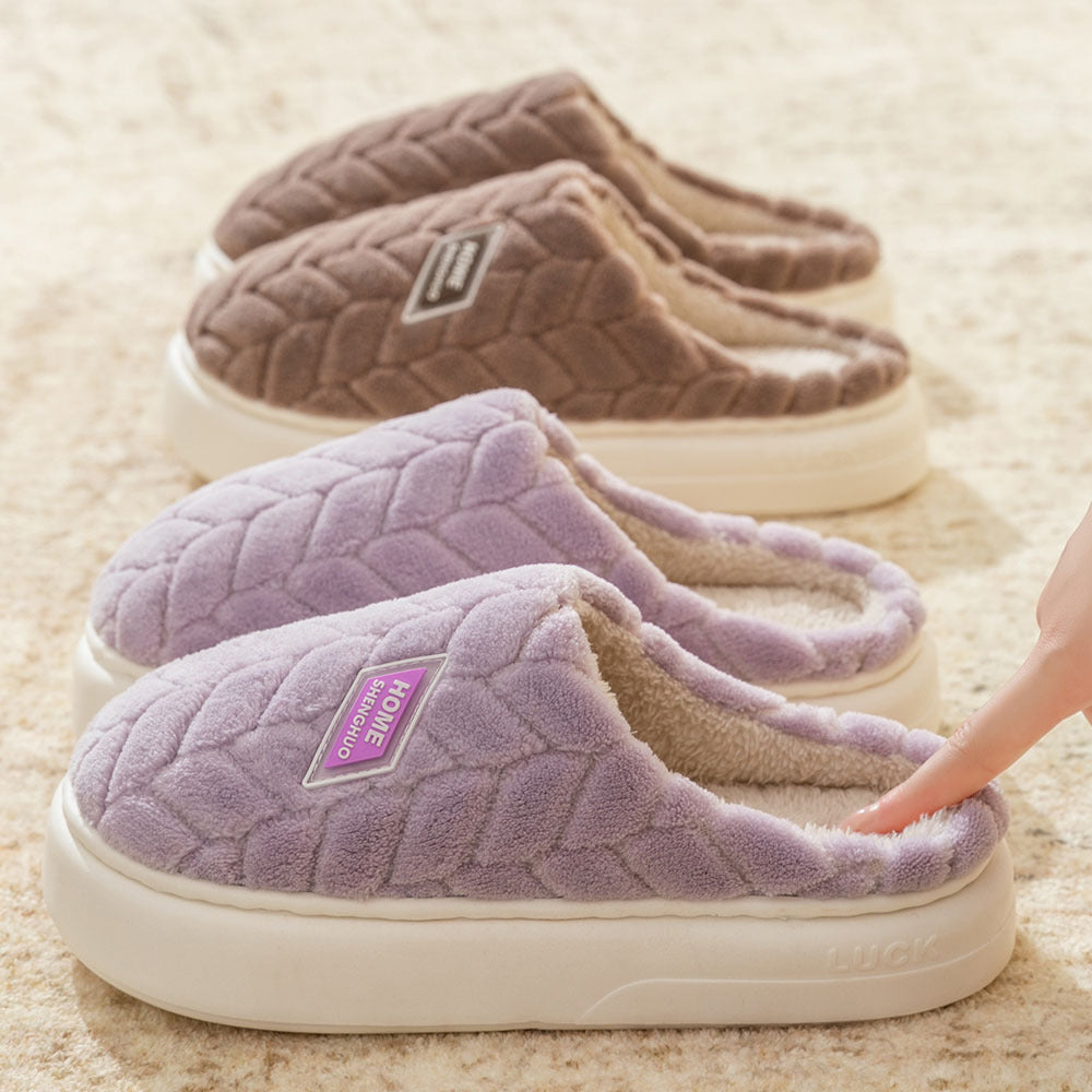 Winter Plush Slippers | Non-Slip Thick Sole Fleece House Shoes for Women & Men