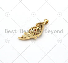 Load image into Gallery viewer, Colorful CZ Micro Pave Parrot Shape Pendant, 18K Gold Filled Parrot Charm, Necklace Bracelet Charm Pendant,12x28mm, Sku#LK440