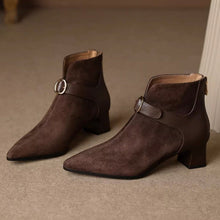 Load image into Gallery viewer, Pointed-Toe Suede Ankle Boots