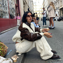 Load image into Gallery viewer, Fashionable Chic Knit-and-leather Patchwork Jacket