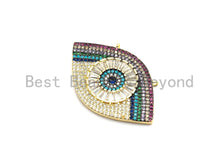 Load image into Gallery viewer, Rainbow Clear CZ Micro Pave Geometric Evil Eye Face Pendant, Cubic Zirconia Pendant,25x40mm, sku#F709