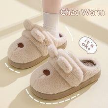Load image into Gallery viewer, Women's Fluffy Cat &amp; Bow House Slippers | Plush Cotton Indoor Slippers