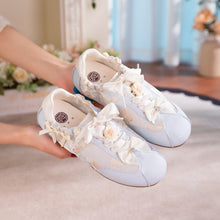 Load image into Gallery viewer, Women's Bow Detail Flat Shoes | Embroidered Fabric Round-Toe Slip-On