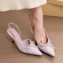 Load image into Gallery viewer, Women's Bow-Tie Pointed Toe Sandals - Elegant Pointed Toe Mid Heel Shoes