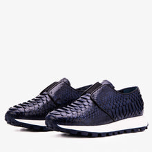 Load image into Gallery viewer, The Obsidian Navy Python Leather Men Sneaker