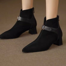 Load image into Gallery viewer, Pointed-Toe Suede Ankle Boots