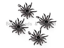 Load image into Gallery viewer, Black CZ Pave On Black Micro Pave Flower Charm Beads, Flower Beads,29x32mm, sku#F390/F352