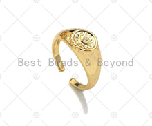 Load image into Gallery viewer, Gold Evil Eye Signet Adjustable Ring, Sku#X183