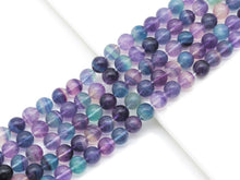 Load image into Gallery viewer, Genuine High Quality Purple Green Fluorite Round Smooth Beads, Sku#U1378