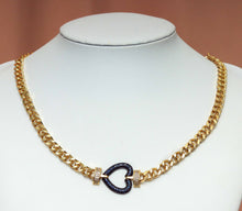 Load image into Gallery viewer, Gold Cuban Chain Heart Necklace, sku#CL18