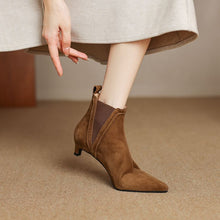 Load image into Gallery viewer, Women's Stiletto Suede Ankle Boots | French-Cut Mid-Calf Heeled Boots