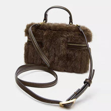 Load image into Gallery viewer, Chic Plush Chain Crossbody Bag – Synthetic Leather Mini Handbag for Women | Coffee Brown