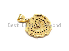 Load image into Gallery viewer, CZ Colorful Micro Pave Lace Heart Gold Pendant, Heart Shaped Pave Pendant, Gold plated, 14x15mm, Sku#F949