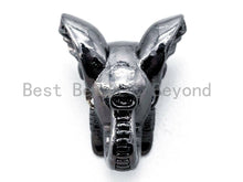 Load image into Gallery viewer, CZ Micro Pave Elephant Head Beads, Cubic Zirconia Pave Spacer Beads, Men Bracelet Charms, gold/silver/black plated,12x15x11mm, sku#G289