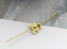 Load image into Gallery viewer, CZ Teddy Bear Long Spike Earrings, Sku#LD232
