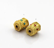 Load image into Gallery viewer, Gold Enamel Hexagon Tube Spacer Beads, Sku#LX61