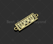 Load image into Gallery viewer, Gold Filled CZ Micro Pave Mom Word On Rectangle Shape Connector, 18K Gold Filled Connector, Mother's Day Gift, 25x8mm,Sku#LD112