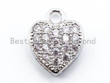 Load image into Gallery viewer, 1PC/2PCS Clear CZ Micro Pave 10mm Heart Charm, CZ Pave Charm in Gold/Rose Gold/Silver Finish, sku#B23