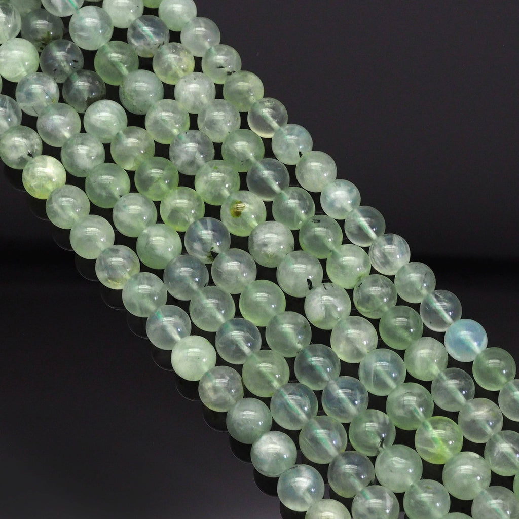 Genuine High Quality Prehnite Round Smooth Beads, Sku#U1645