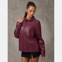 Load image into Gallery viewer, High-end Sophisticated Leather Jacket With A Lapel Collar And Zipper-front Cardigan Top